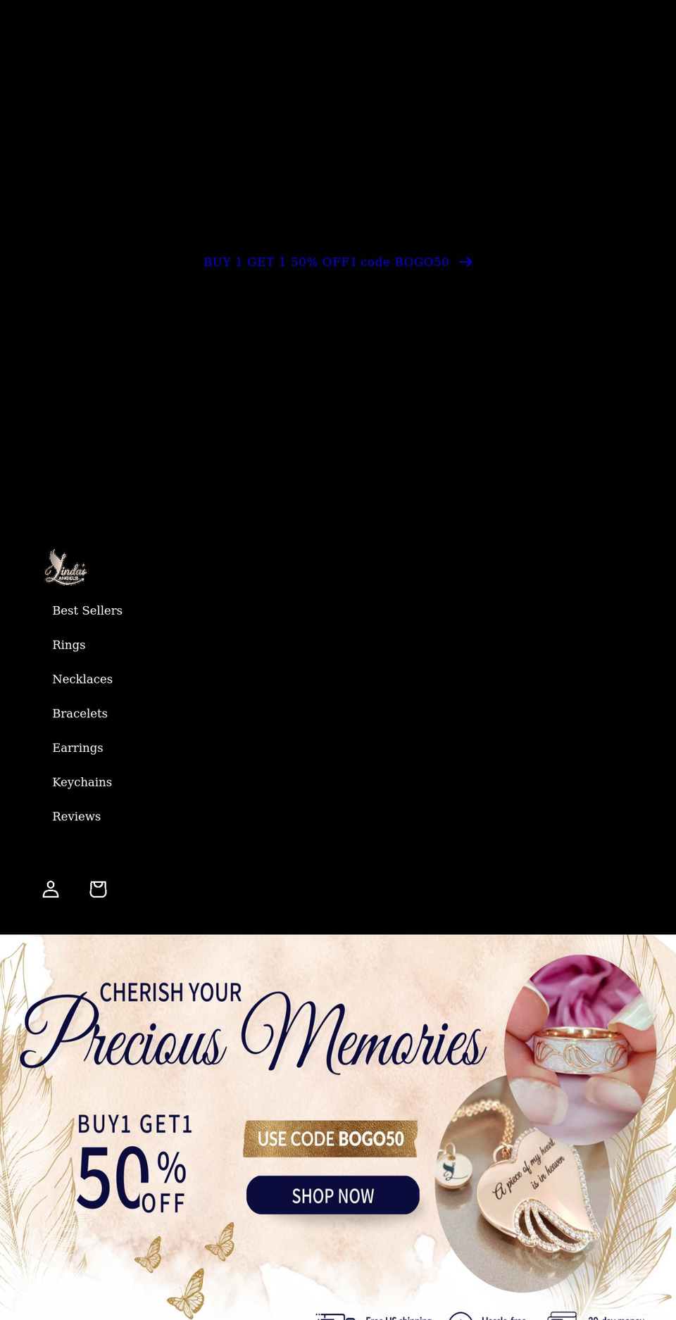 lindasangels.com shopify website screenshot