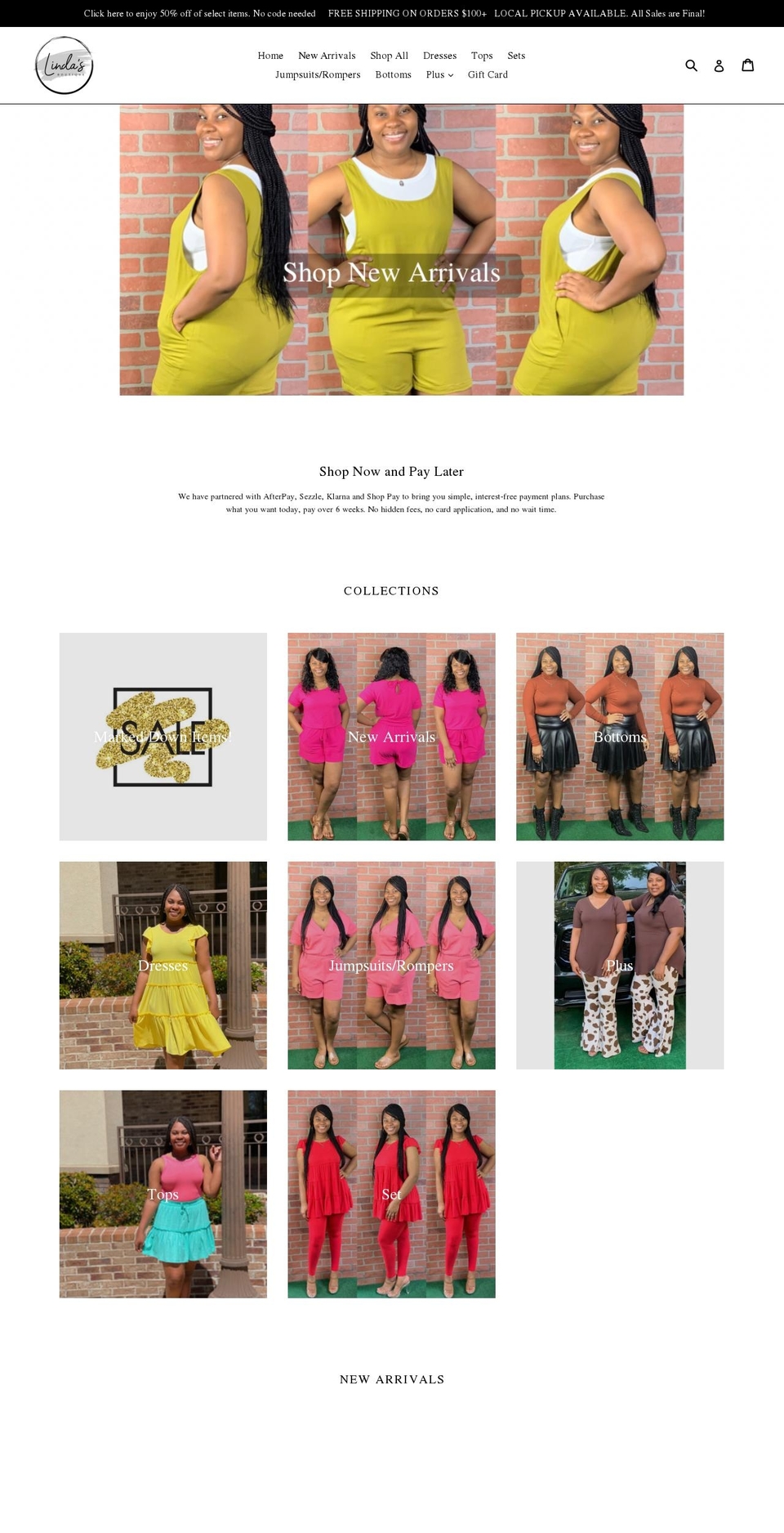 lindasboutique8.com shopify website screenshot