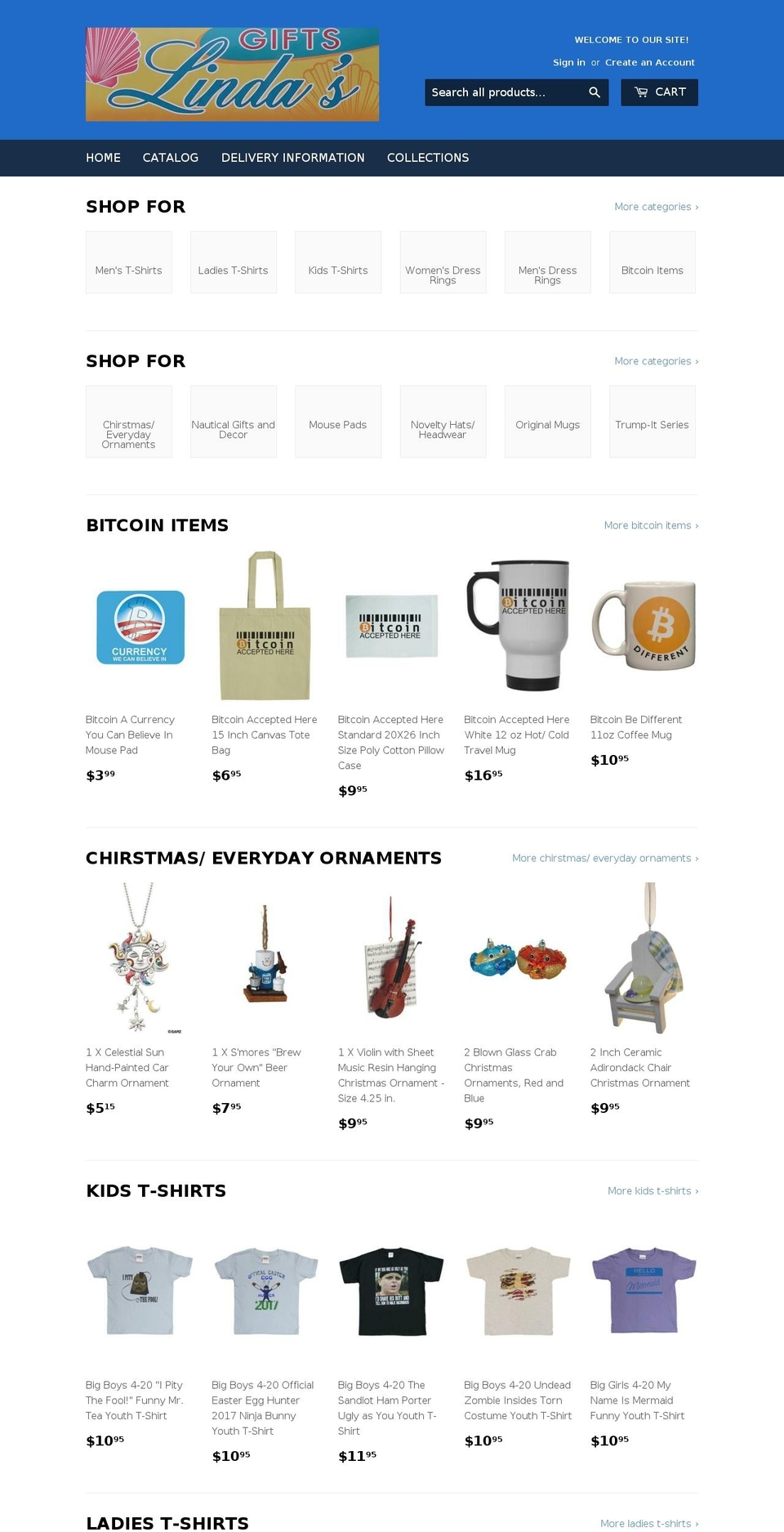 lindasgiftsdirect.com shopify website screenshot