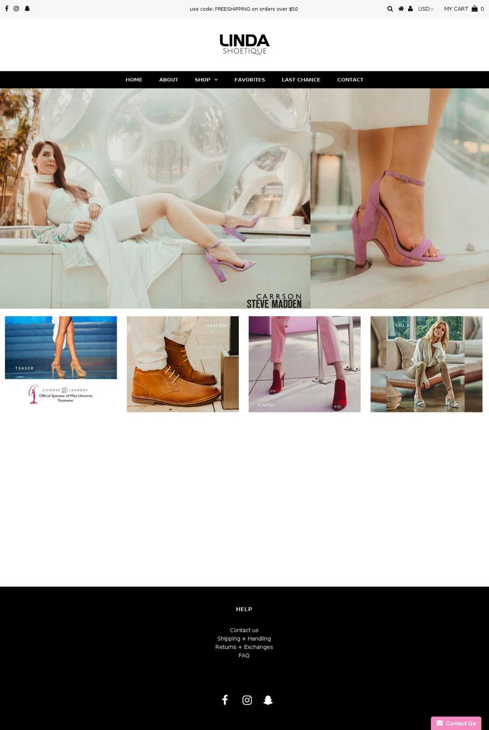 lindashoetique.com — Shopify storefront screenshot