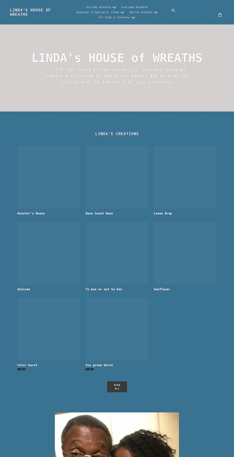 lindashouseofwreaths.com shopify website screenshot