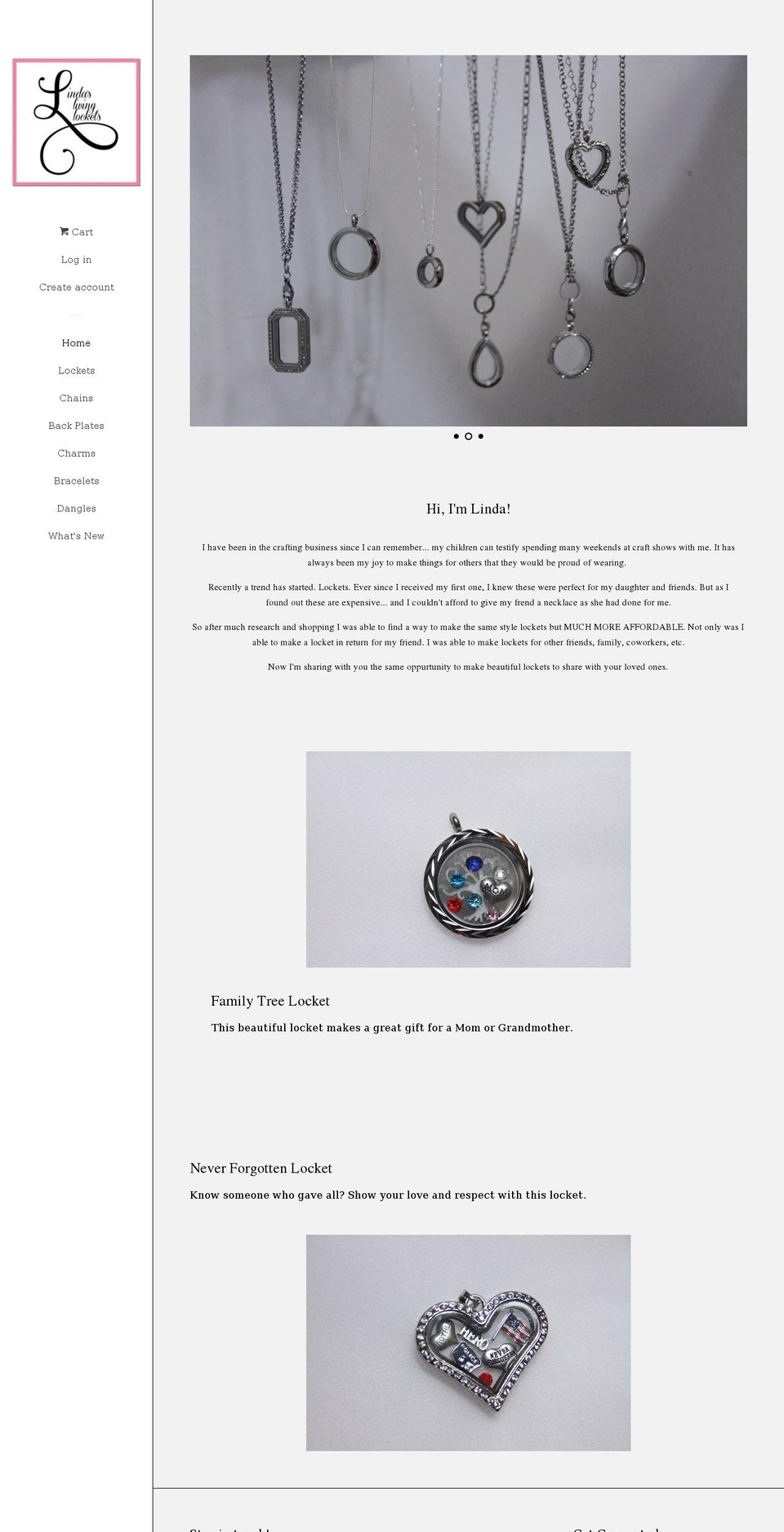 lindaslivinglockets.com — Shopify storefront screenshot