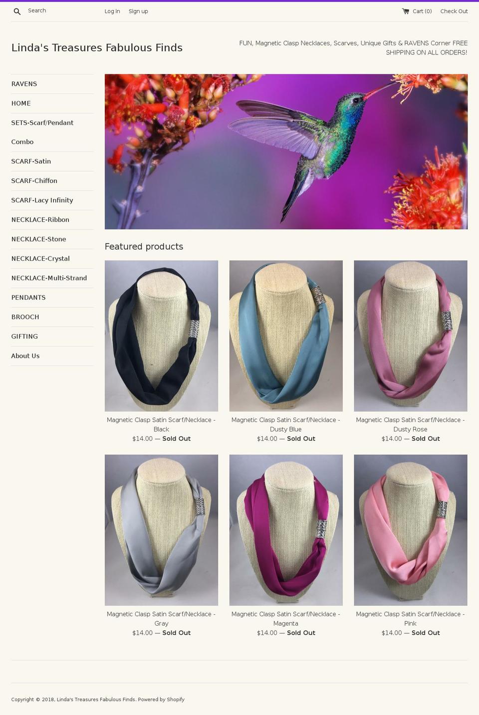 lindastreasuresfabulousfinds.com shopify website screenshot