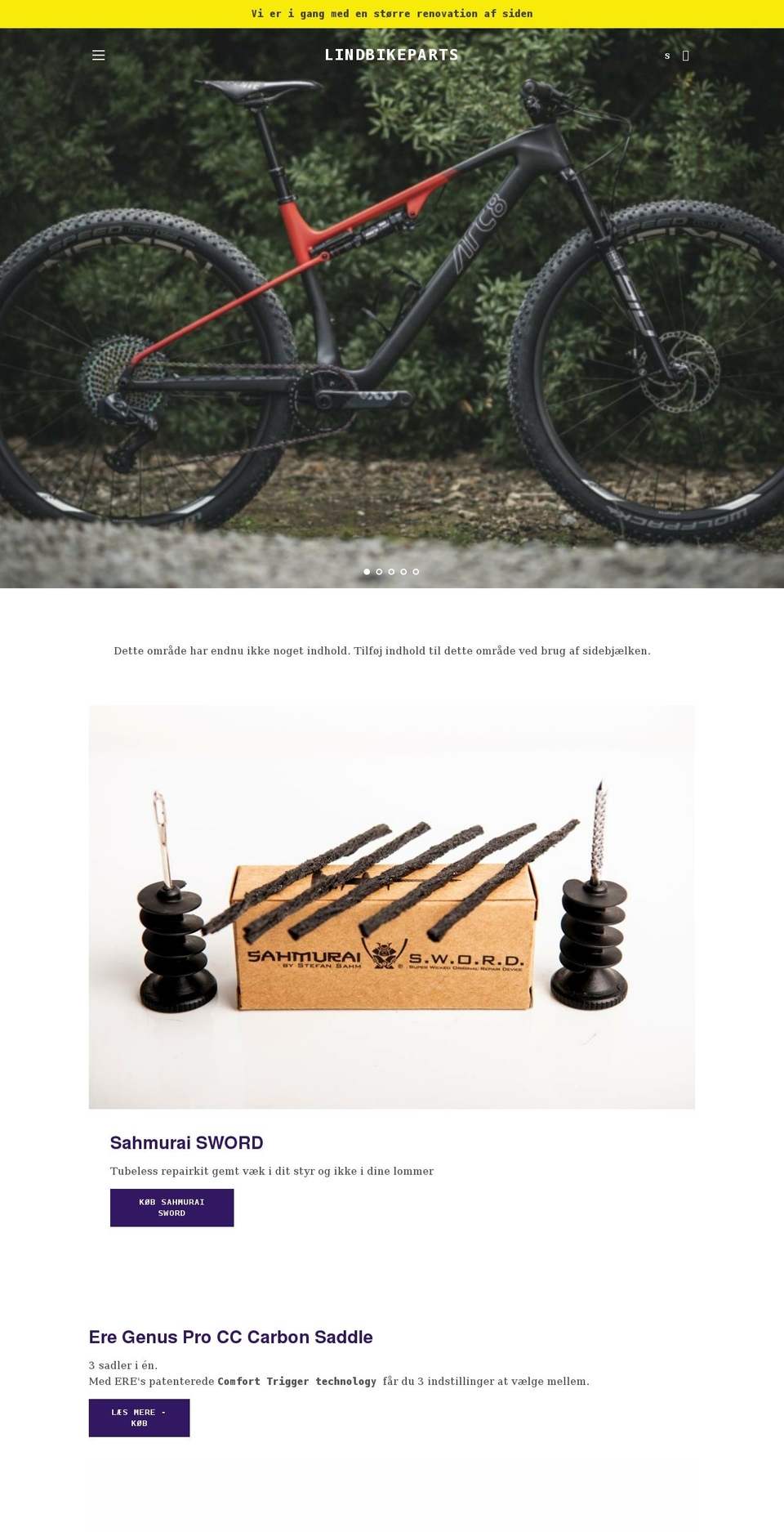 lindbikeparts.dk shopify website screenshot