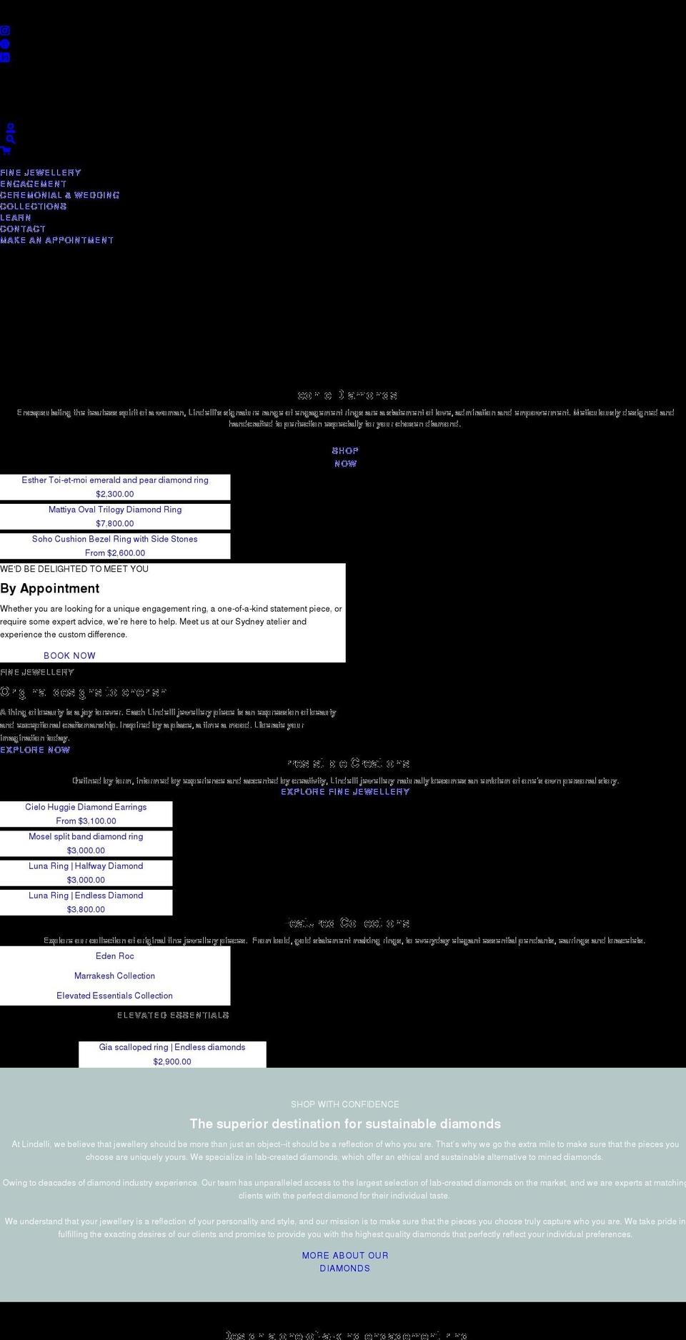 lindelli.com shopify website screenshot