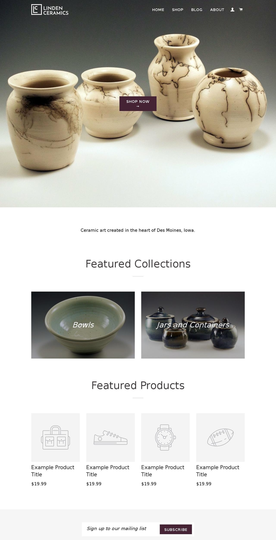 lindenceramics.com shopify website screenshot