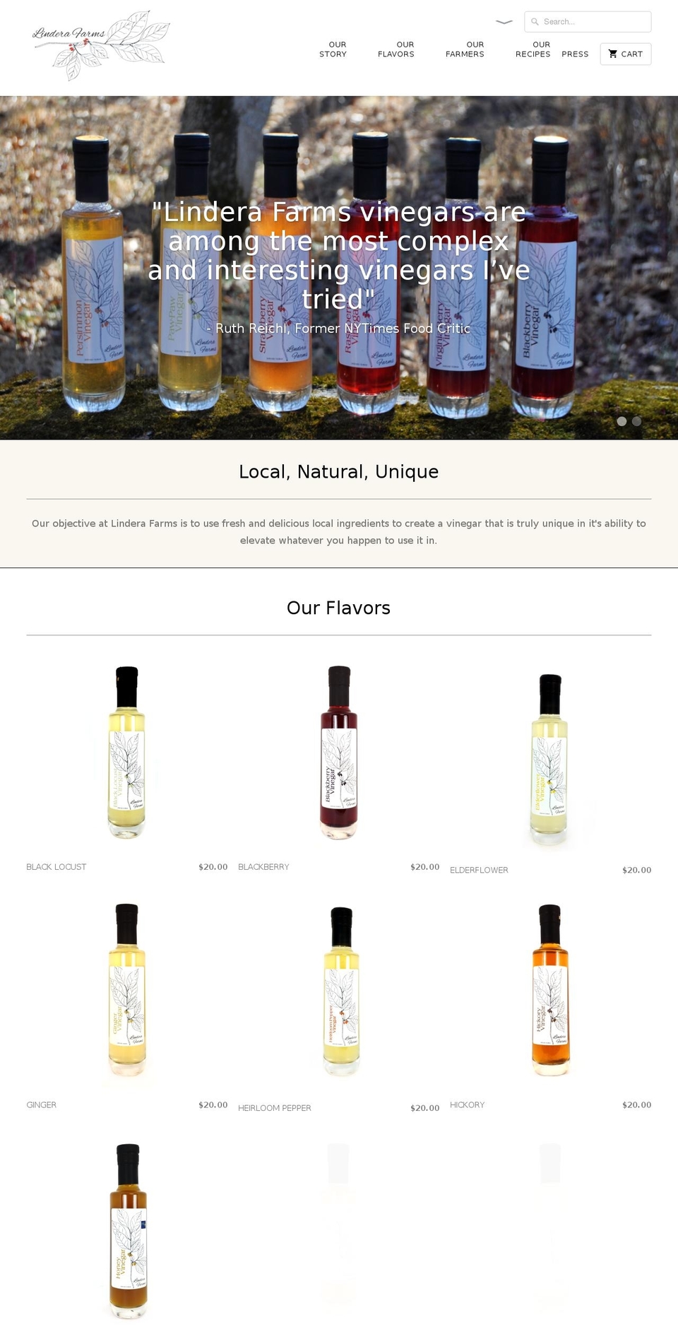linderafarms.com shopify website screenshot