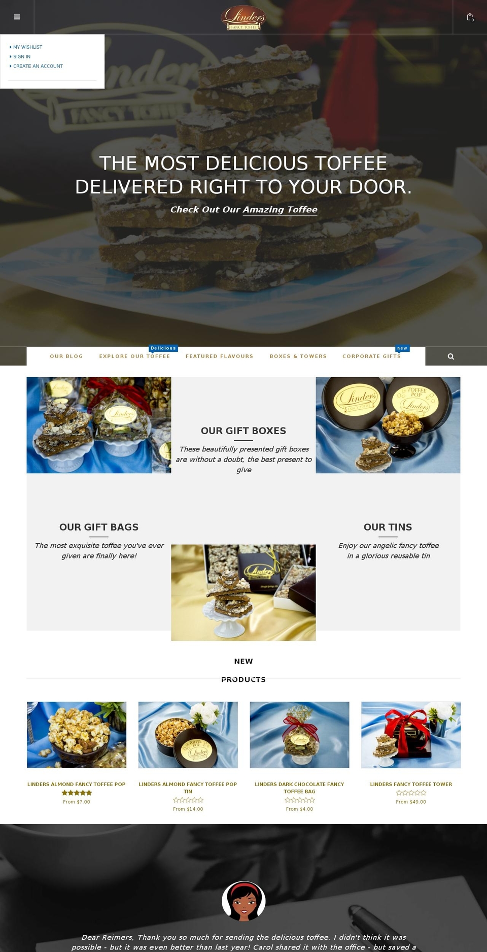 linderstoffee.com shopify website screenshot