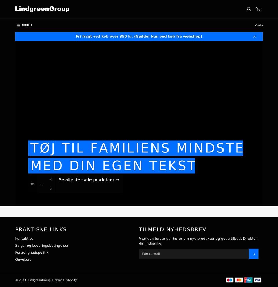 lindgreengroup.dk shopify website screenshot