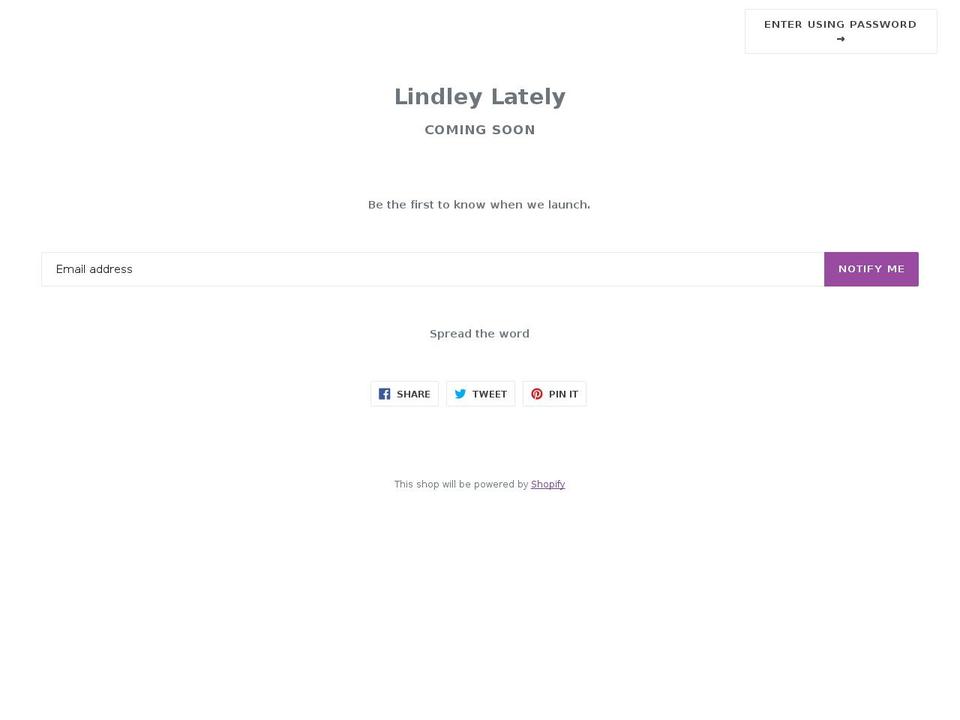 lindleylately.com — Shopify storefront screenshot