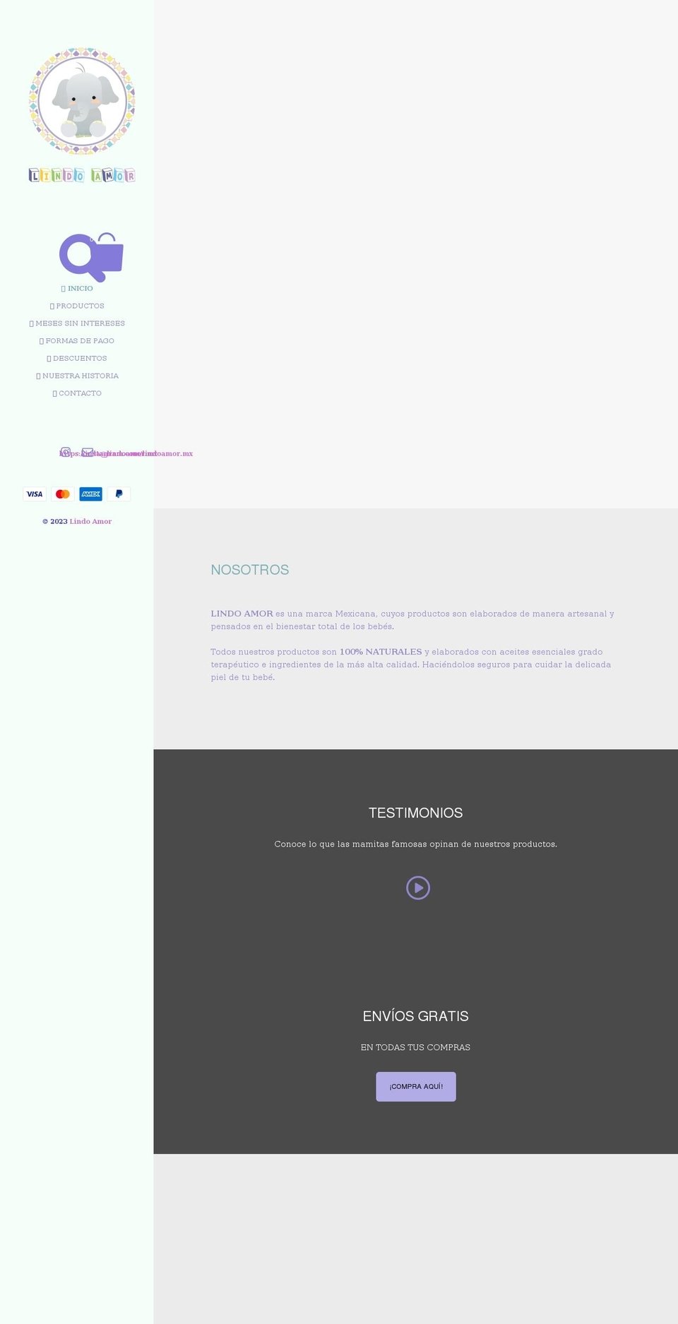 lindoamor.mx shopify website screenshot