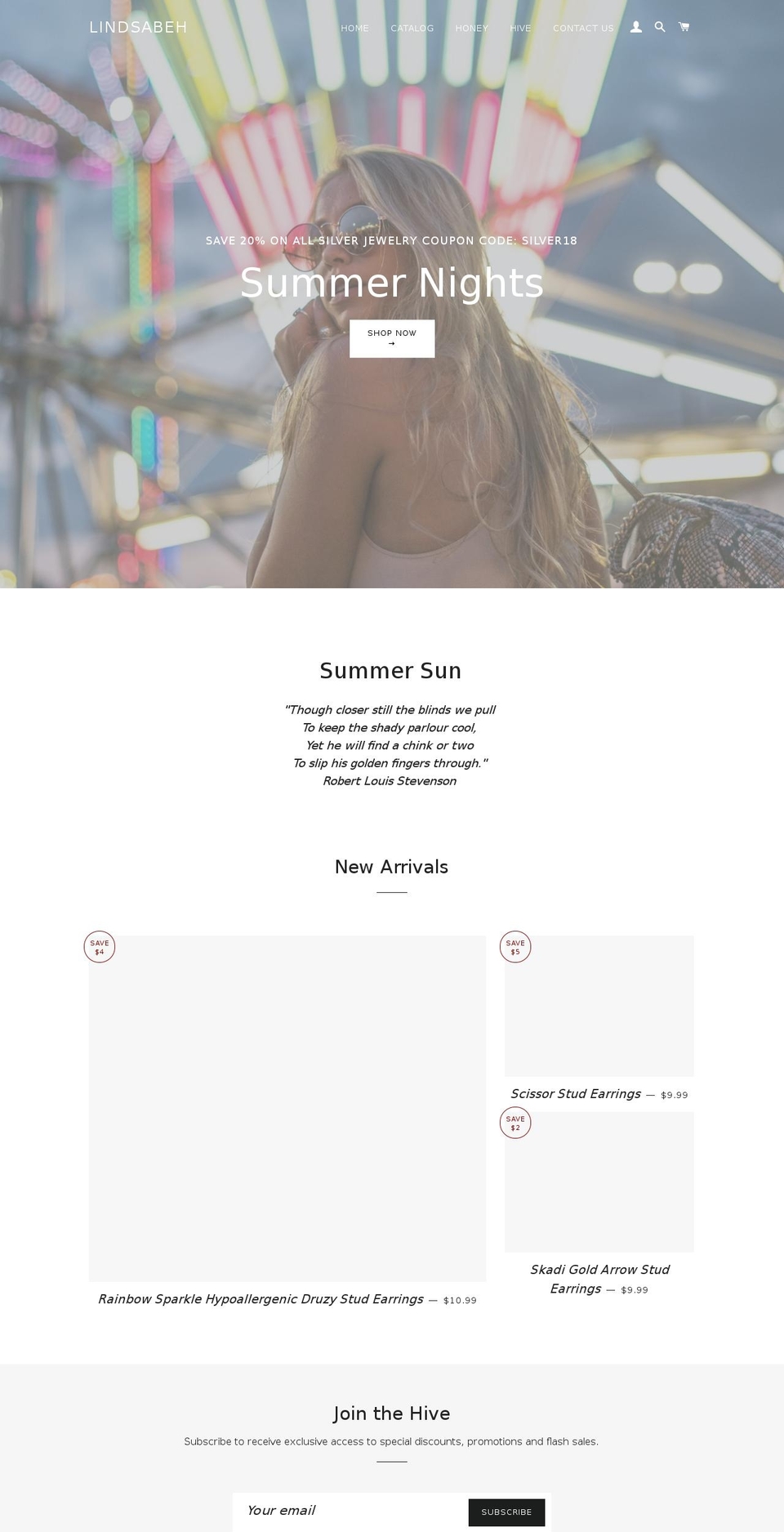 lindsabeh.com — Shopify storefront screenshot