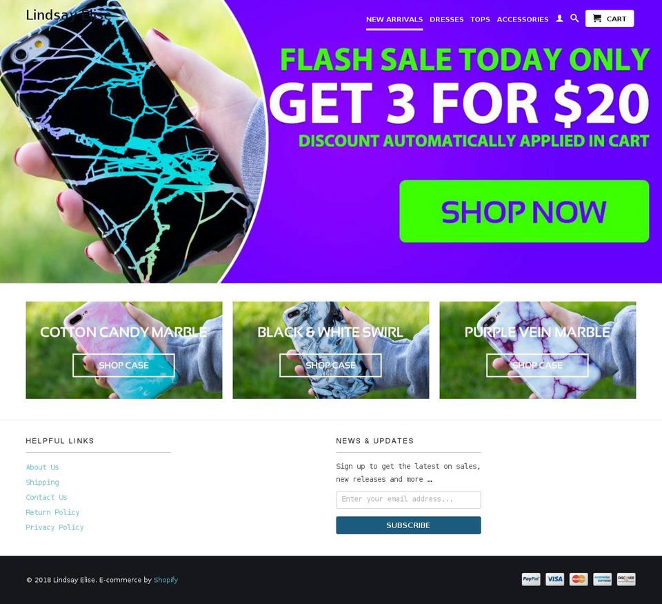 lindsayelise.com — Shopify storefront screenshot