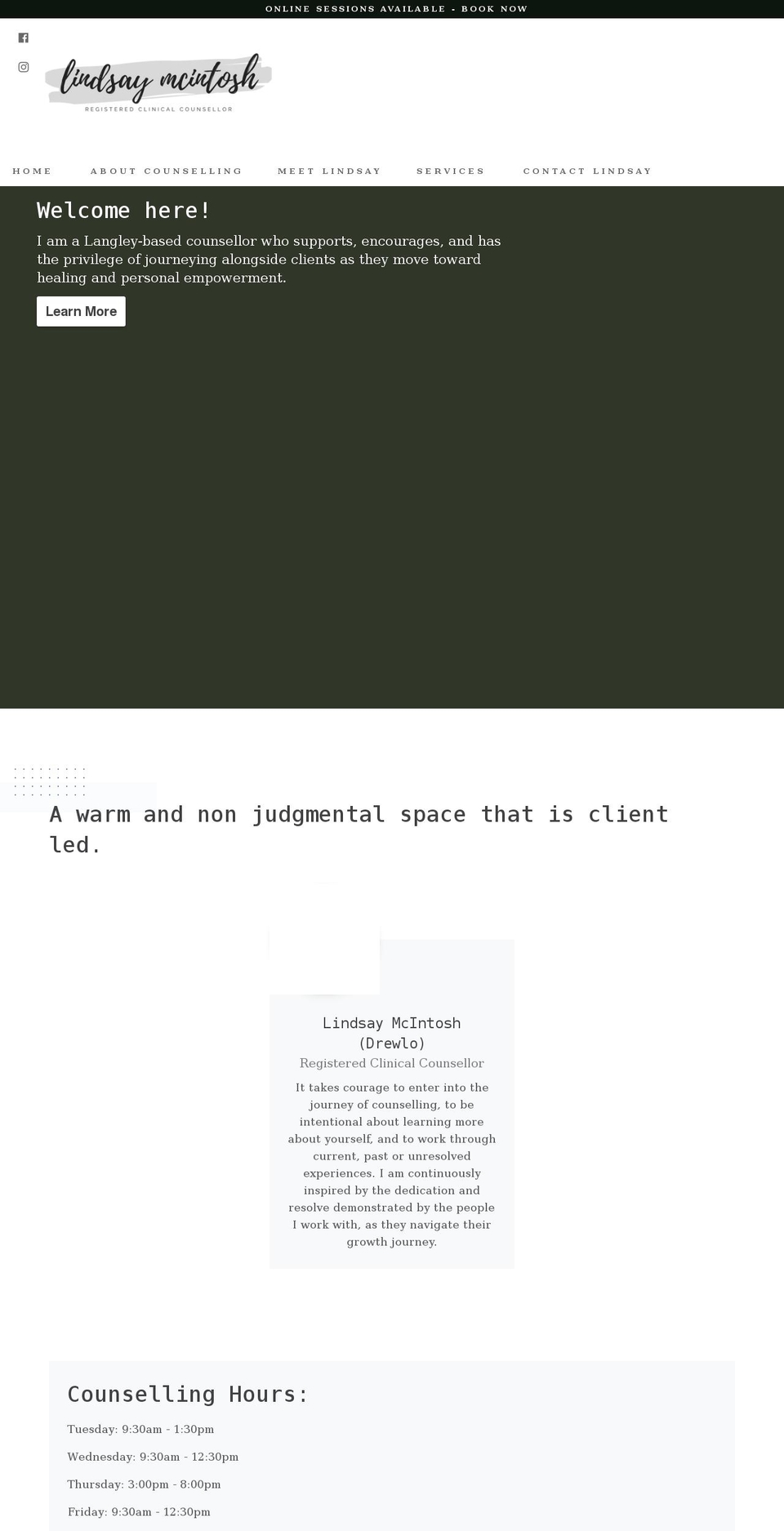 lindsaymcintoshcounselling.com shopify website screenshot