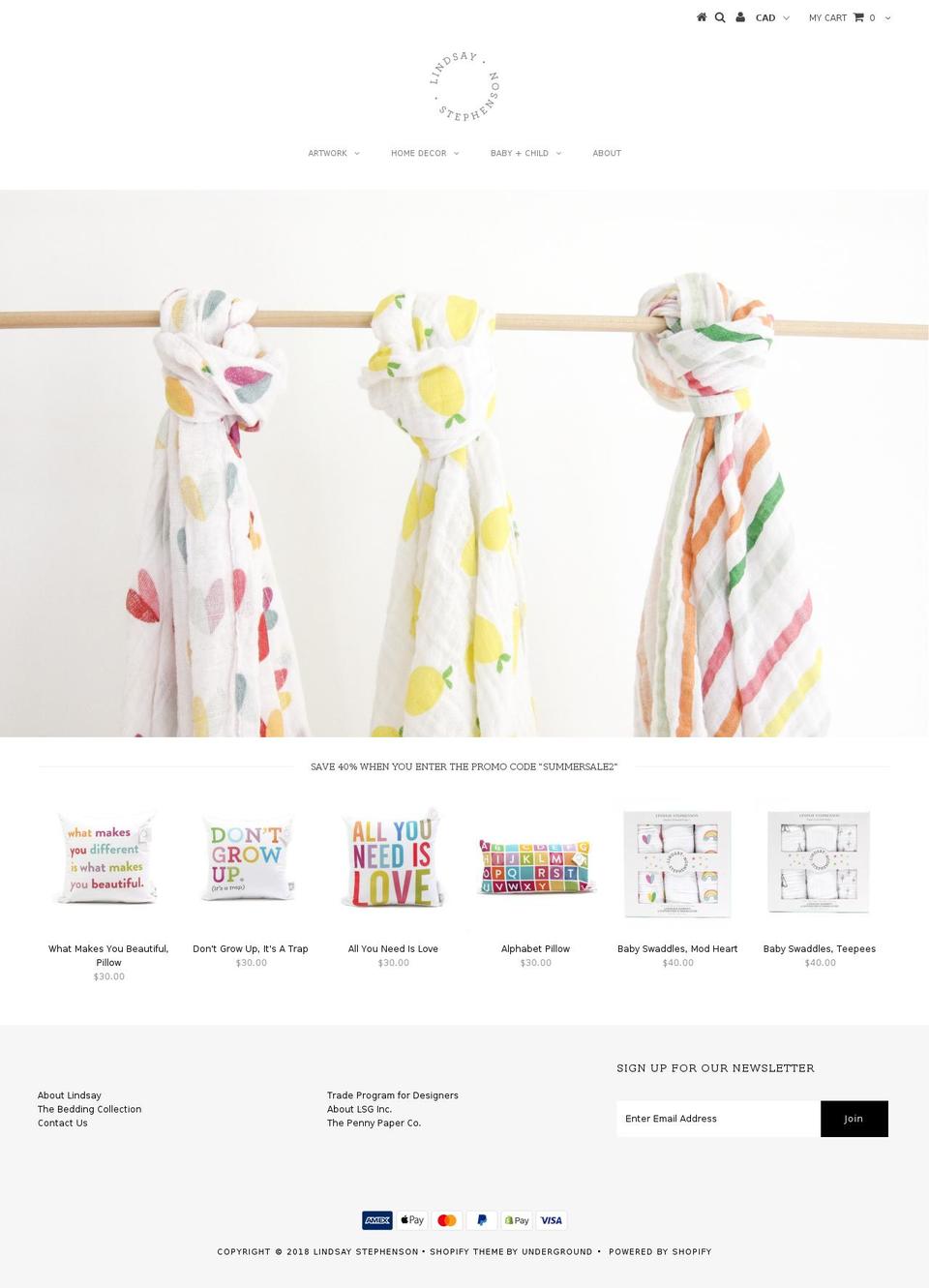 lindsaystephenson.shop shopify website screenshot