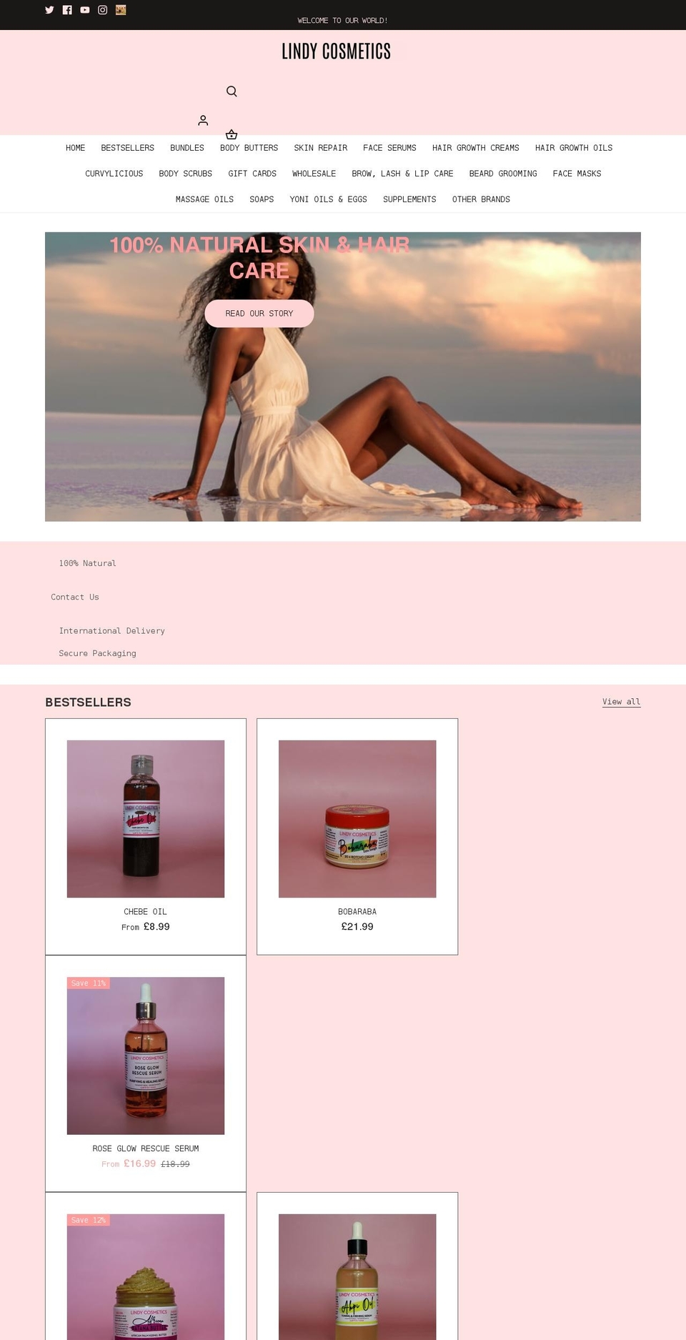 lindycosmetics.com shopify website screenshot