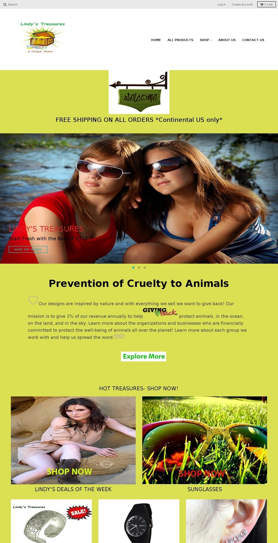 lindystreasures.com — Shopify storefront screenshot