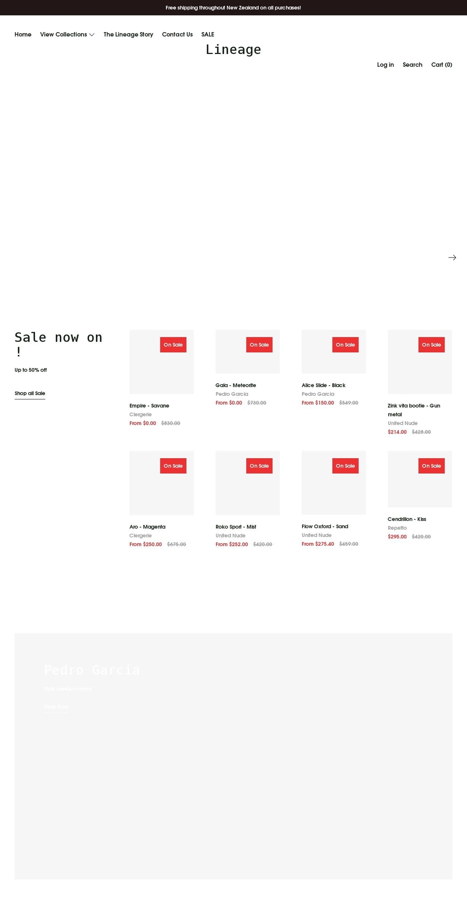 Cascade Shopify theme site example lineage.co.nz