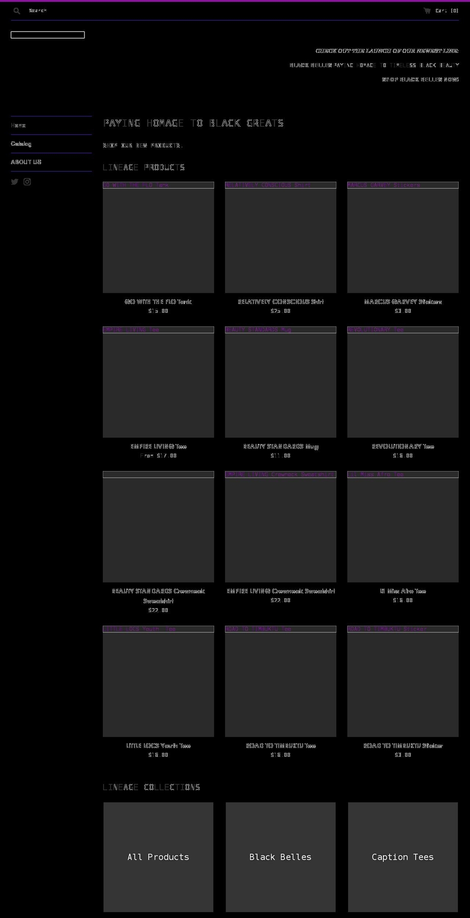 lineageclothingbrand.com shopify website screenshot