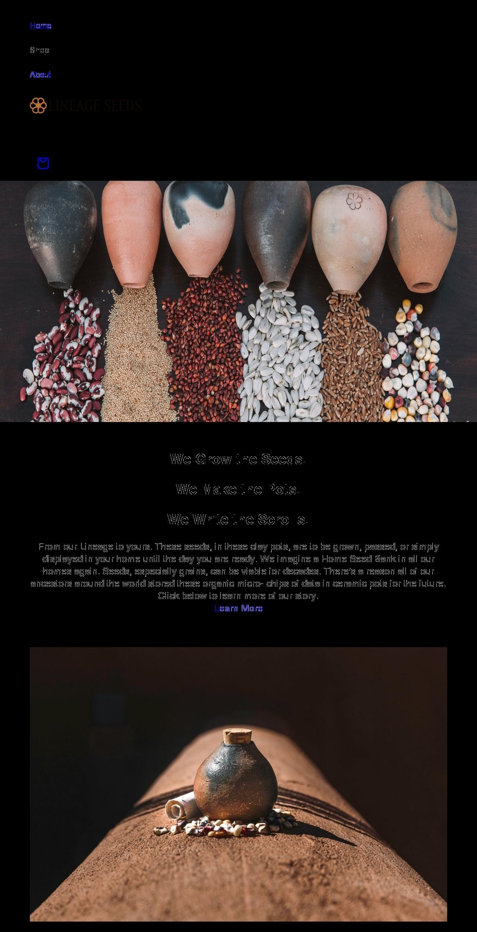 lineageseeds.com shopify website screenshot