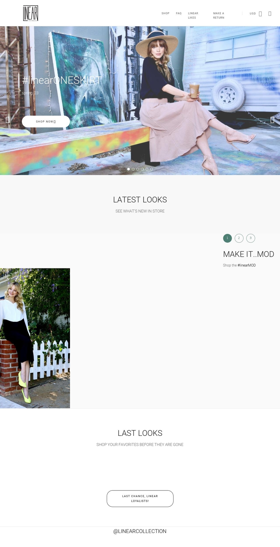 linearcollection.com shopify website screenshot