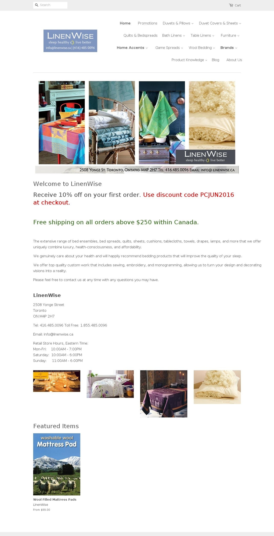 linenandgifts.com shopify website screenshot