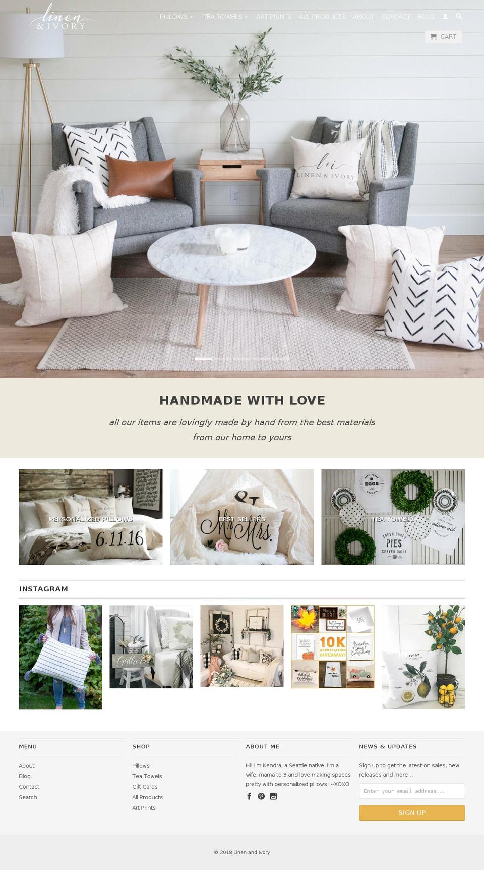 linenandivory.com shopify website screenshot