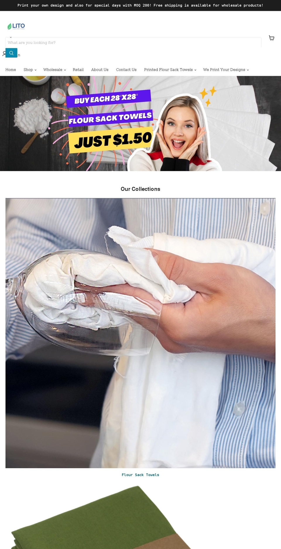 linenandtowel.com shopify website screenshot