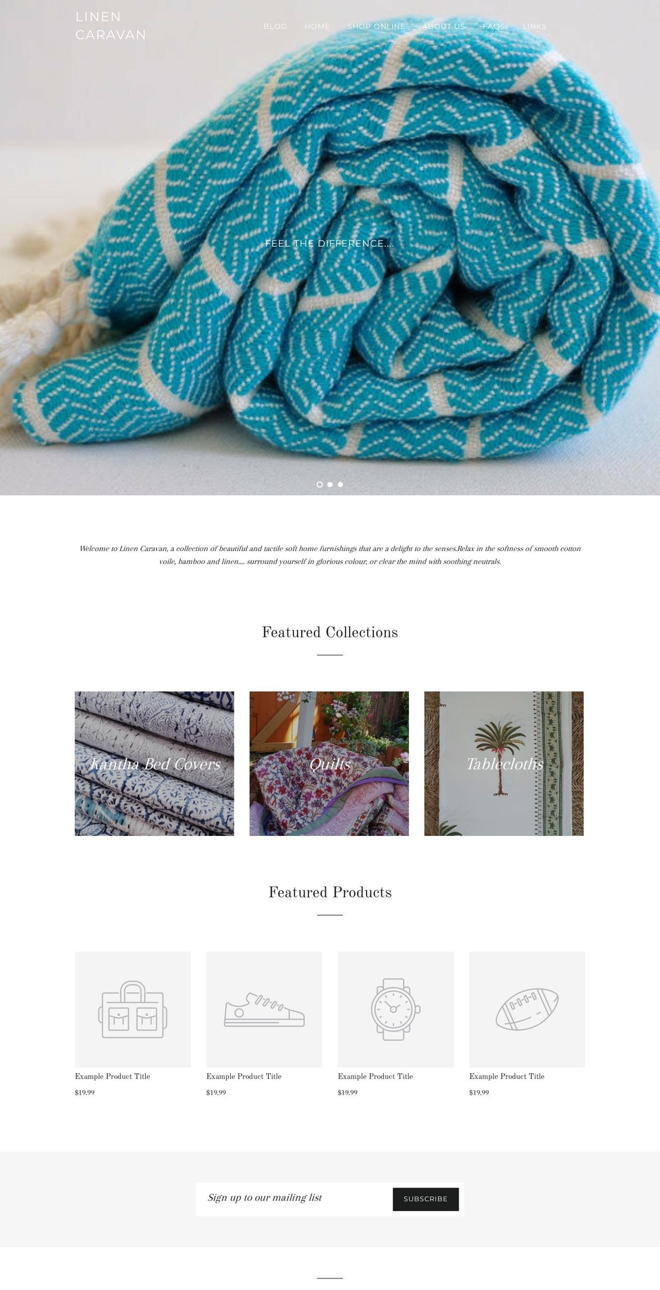 linencaravan.com.au shopify website screenshot