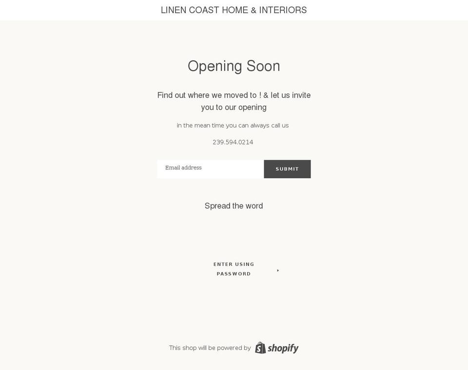 linencoast.com shopify website screenshot