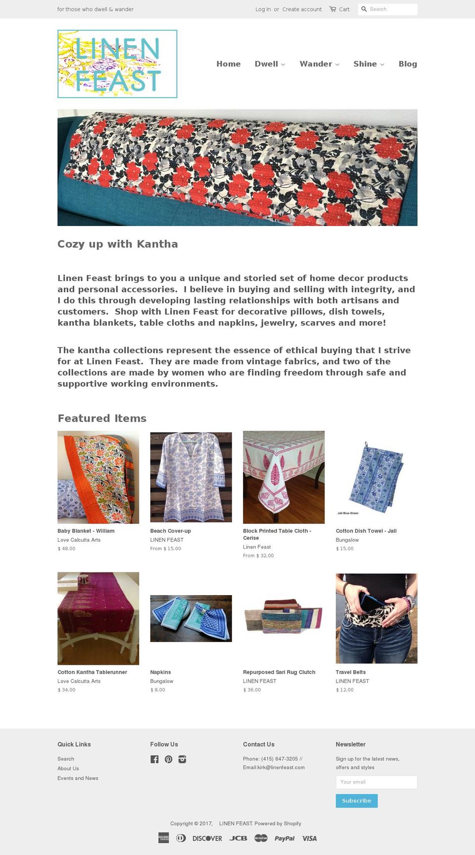 linenfeast.com shopify website screenshot