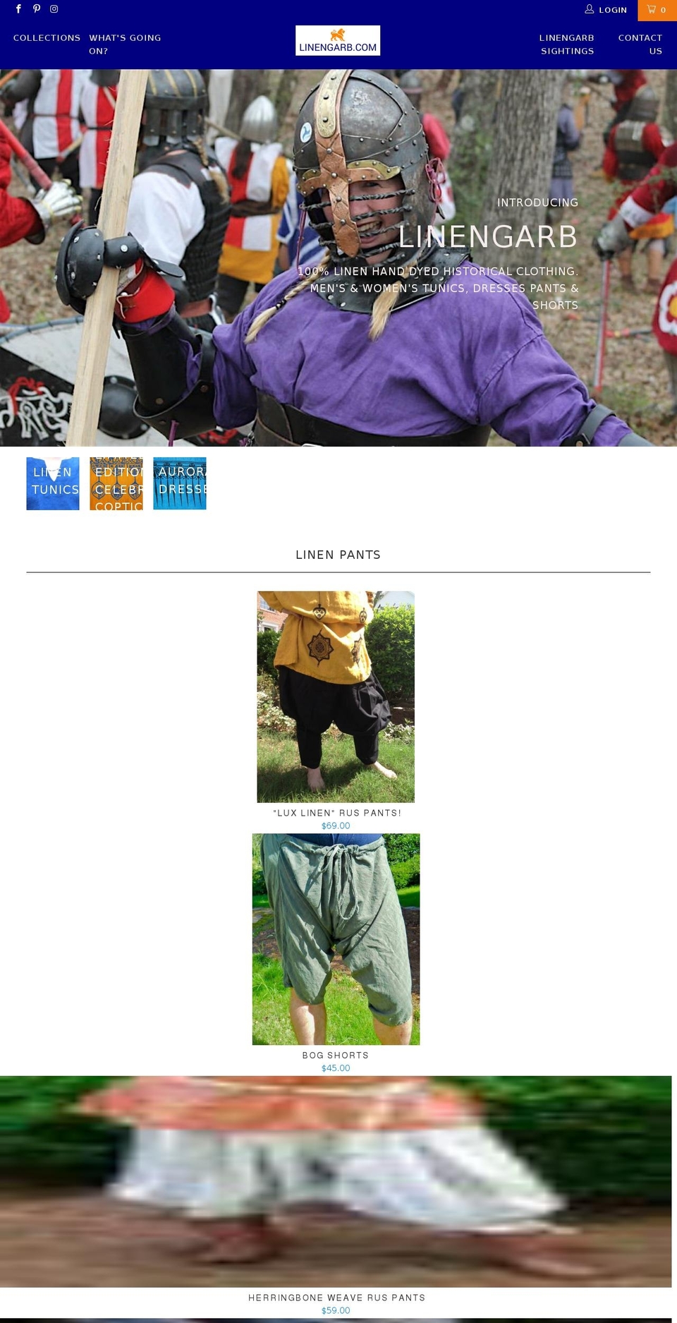 linengarb.com shopify website screenshot