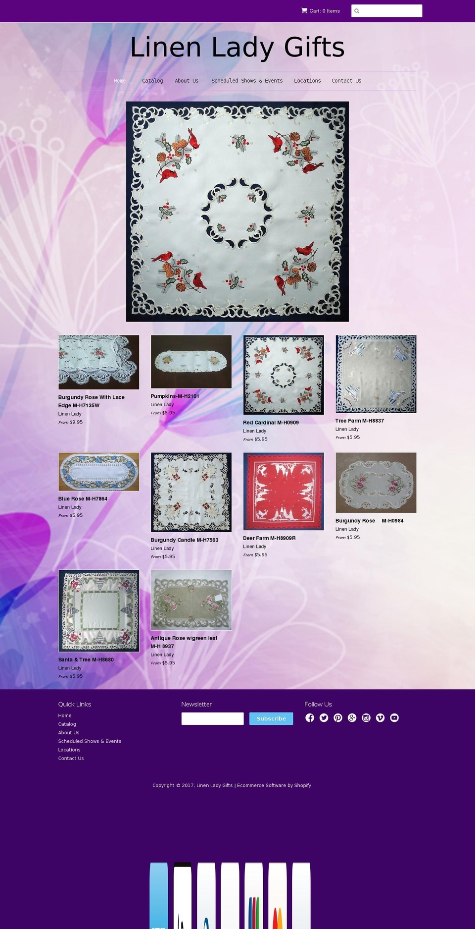 linenladygifts.com shopify website screenshot