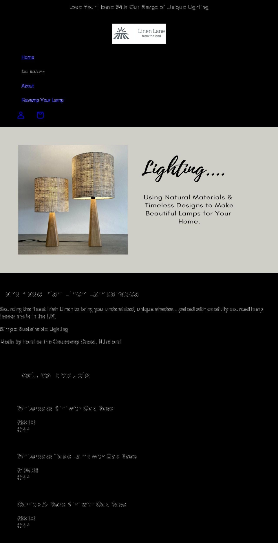 linenlane.com shopify website screenshot