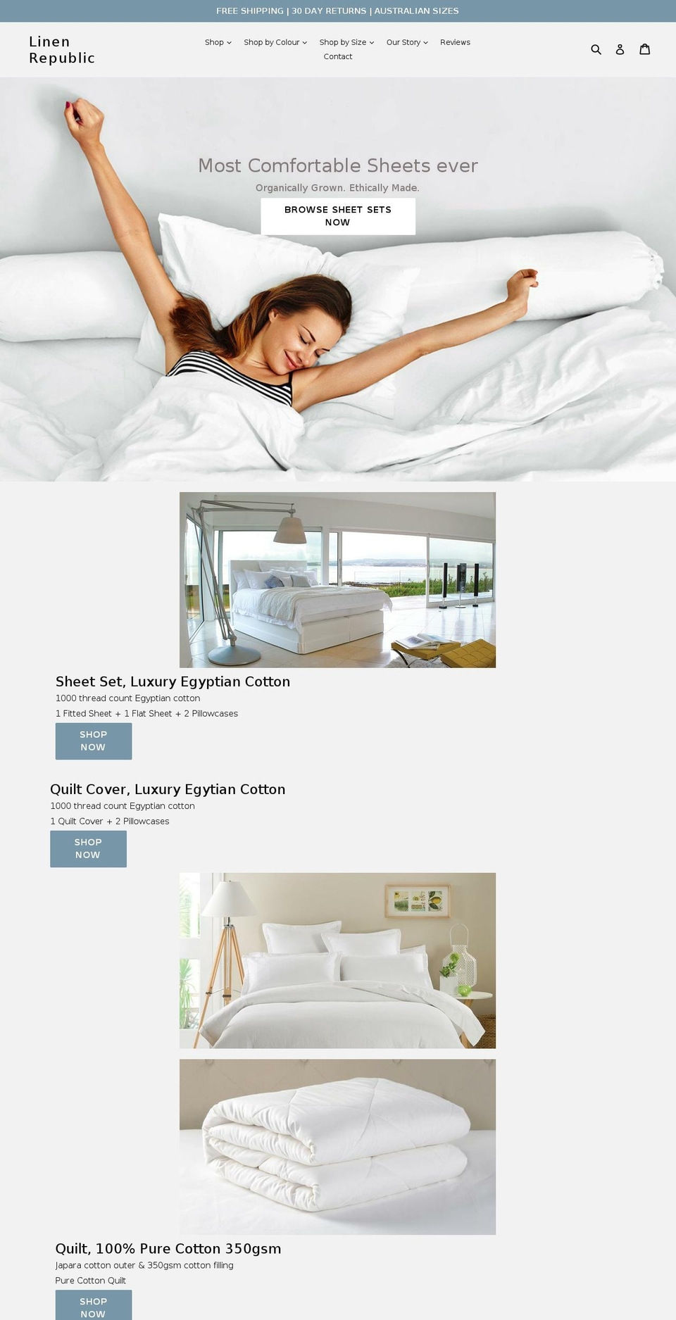 linenrepublic.com.au shopify website screenshot
