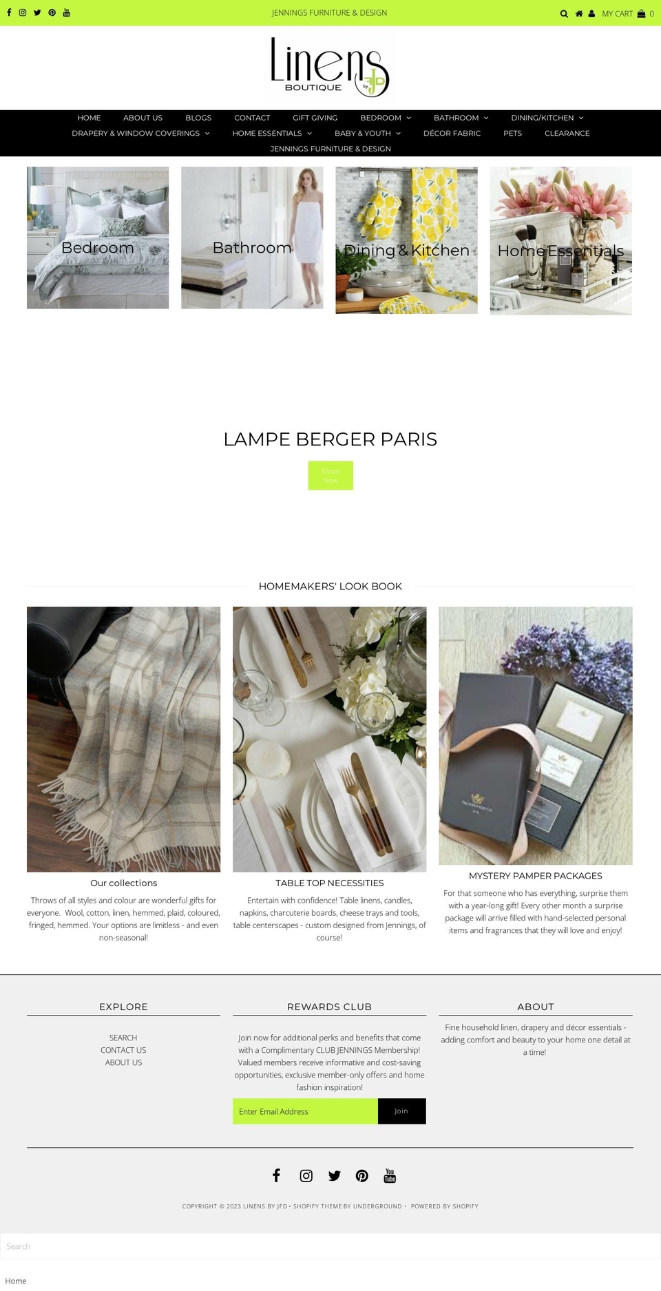 linensbyjfd.com — Shopify storefront screenshot