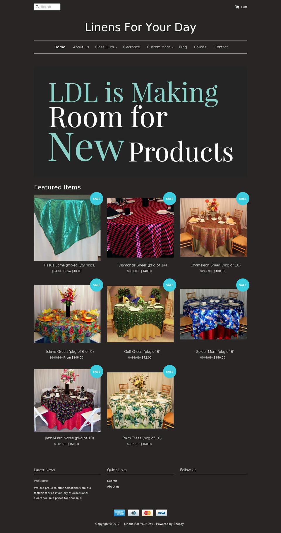 linensforyourday.com shopify website screenshot