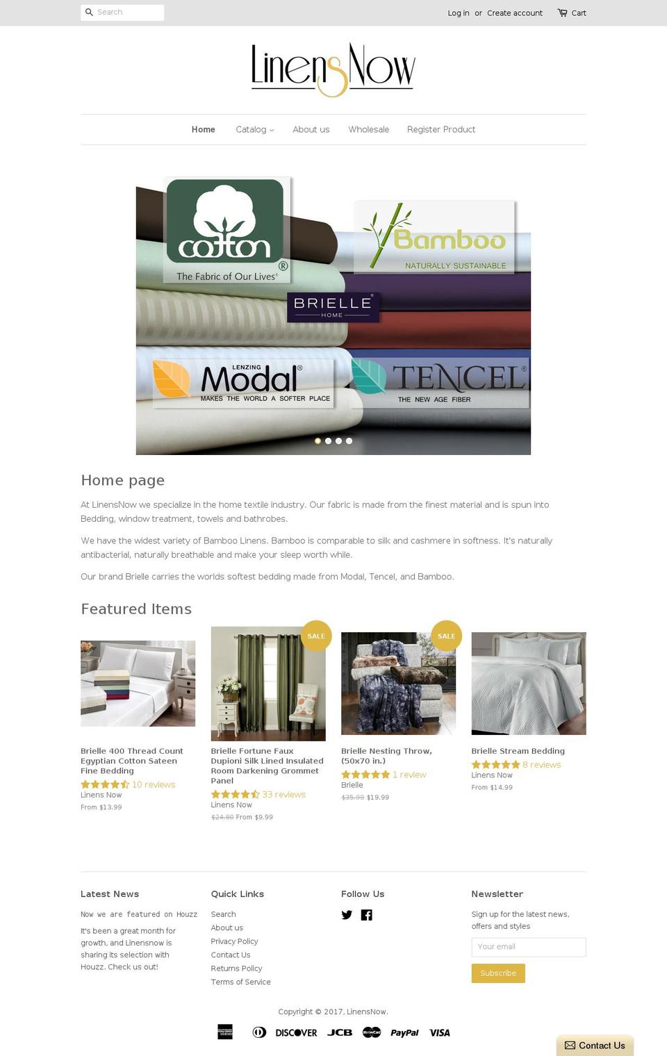 linensnow.com shopify website screenshot