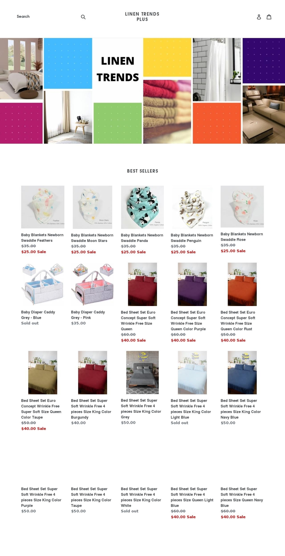 linentrends.com shopify website screenshot