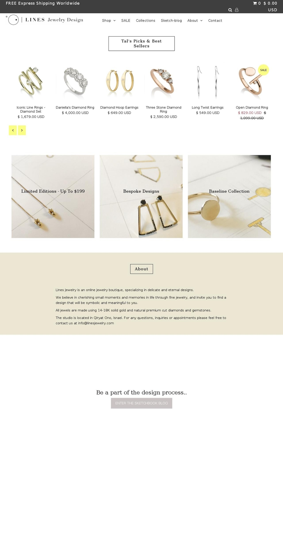 linesjewelry.com shopify website screenshot