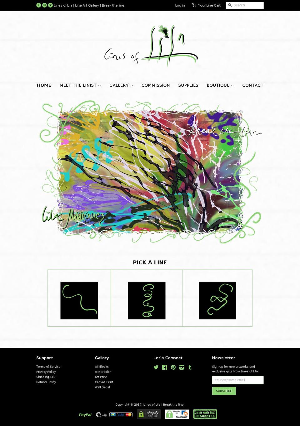 linesoflila.com shopify website screenshot
