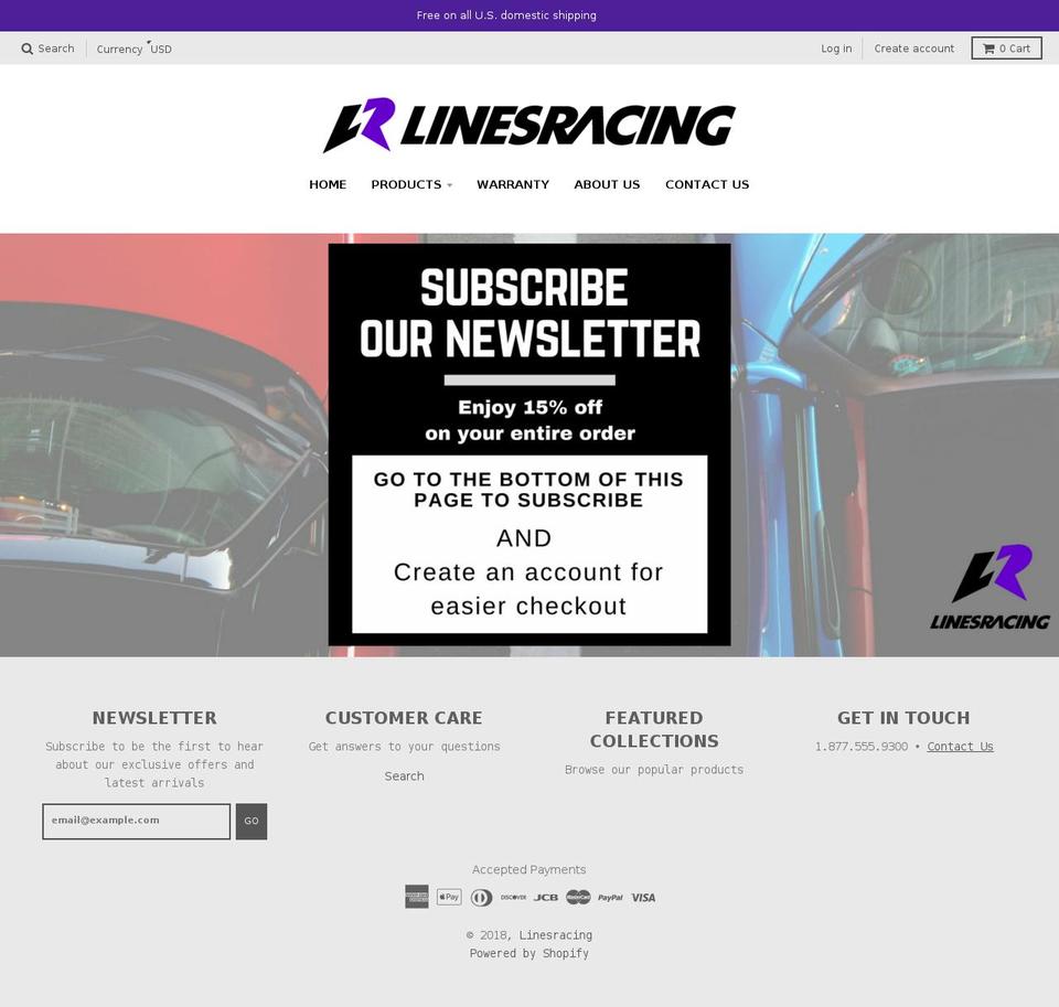 linesracing.com — Shopify storefront screenshot