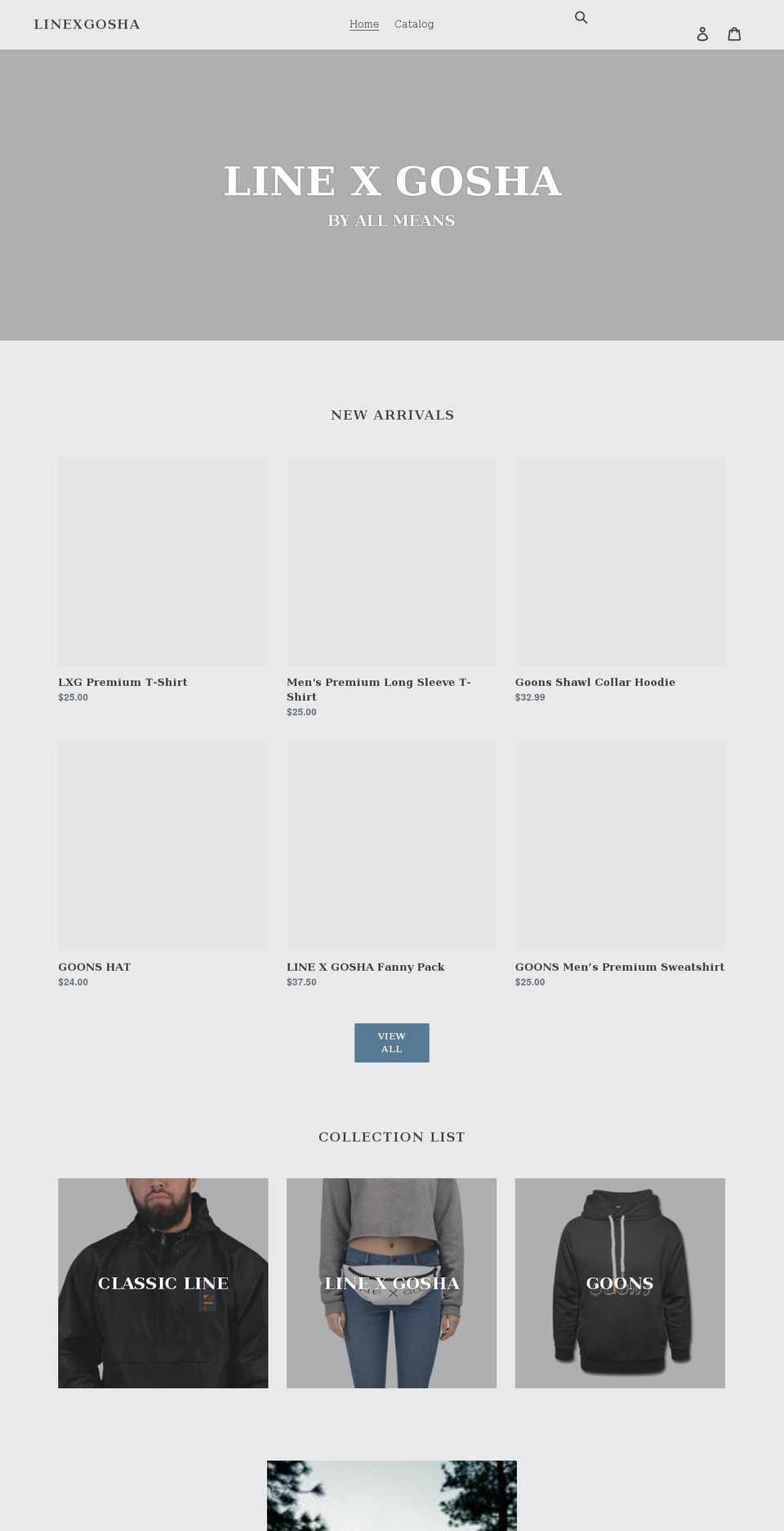 linexgosha.com shopify website screenshot