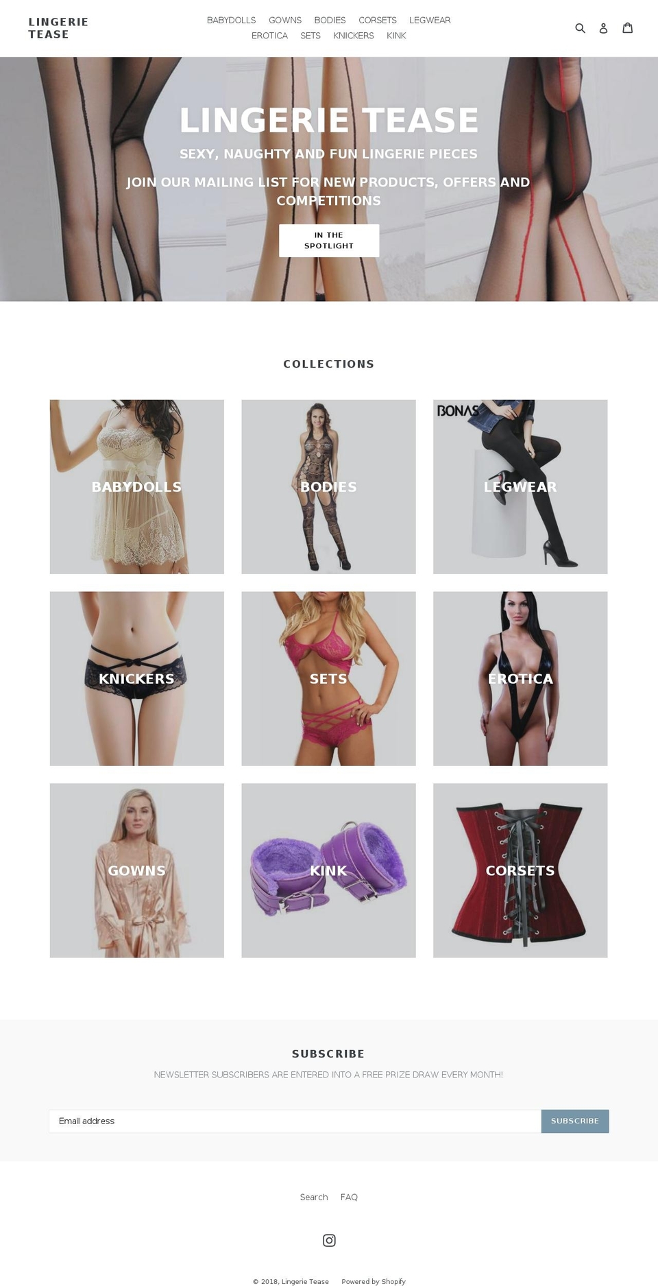 lingerie-tease.com — Shopify storefront screenshot