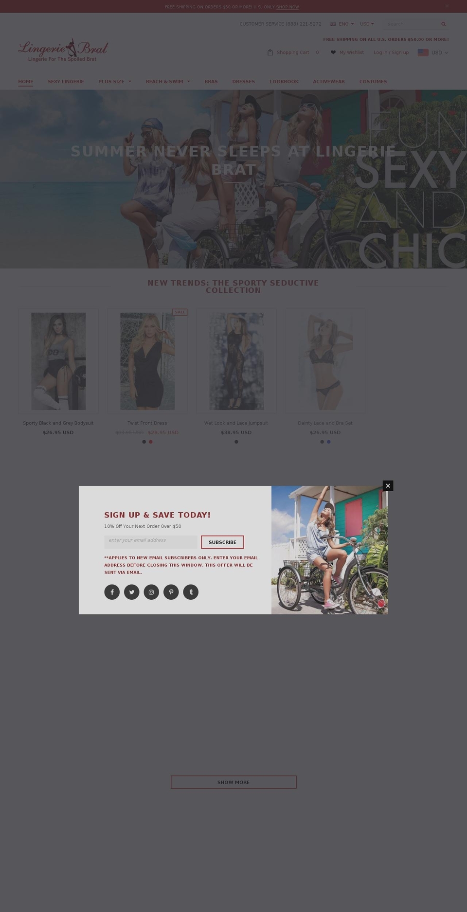 lingeriebrat.com — Shopify storefront screenshot
