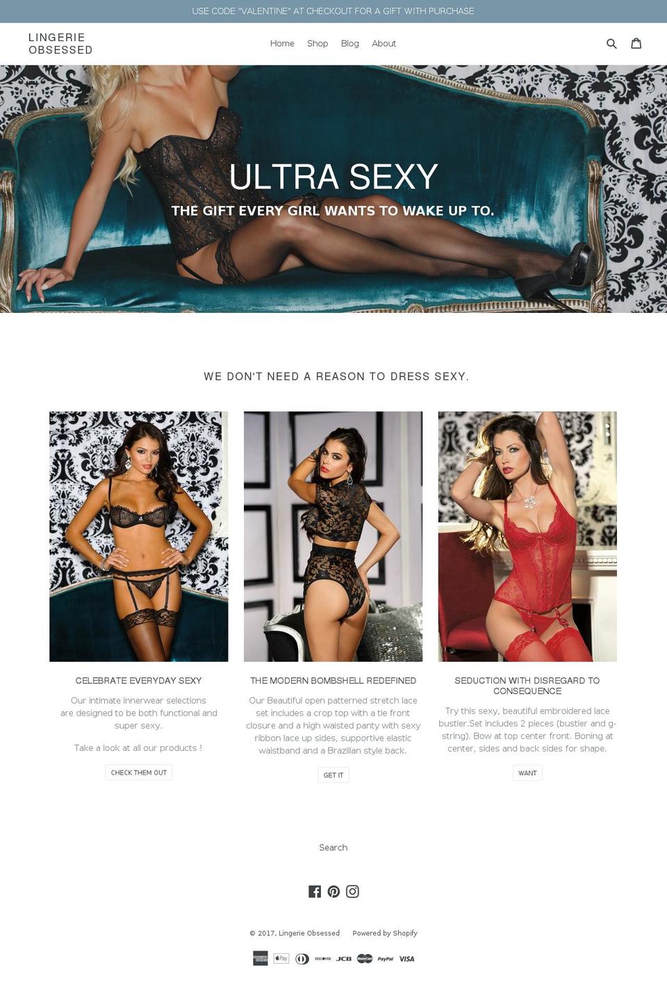 lingerieobsessed.com shopify website screenshot