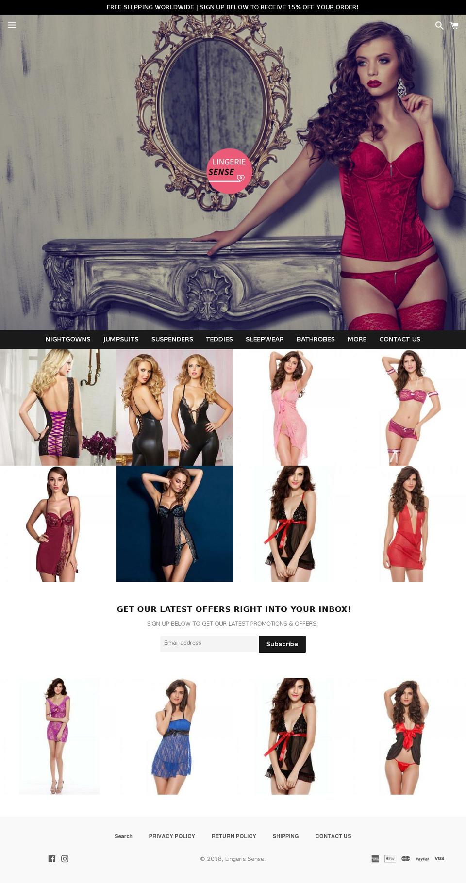 lingeriesense.com — Shopify storefront screenshot
