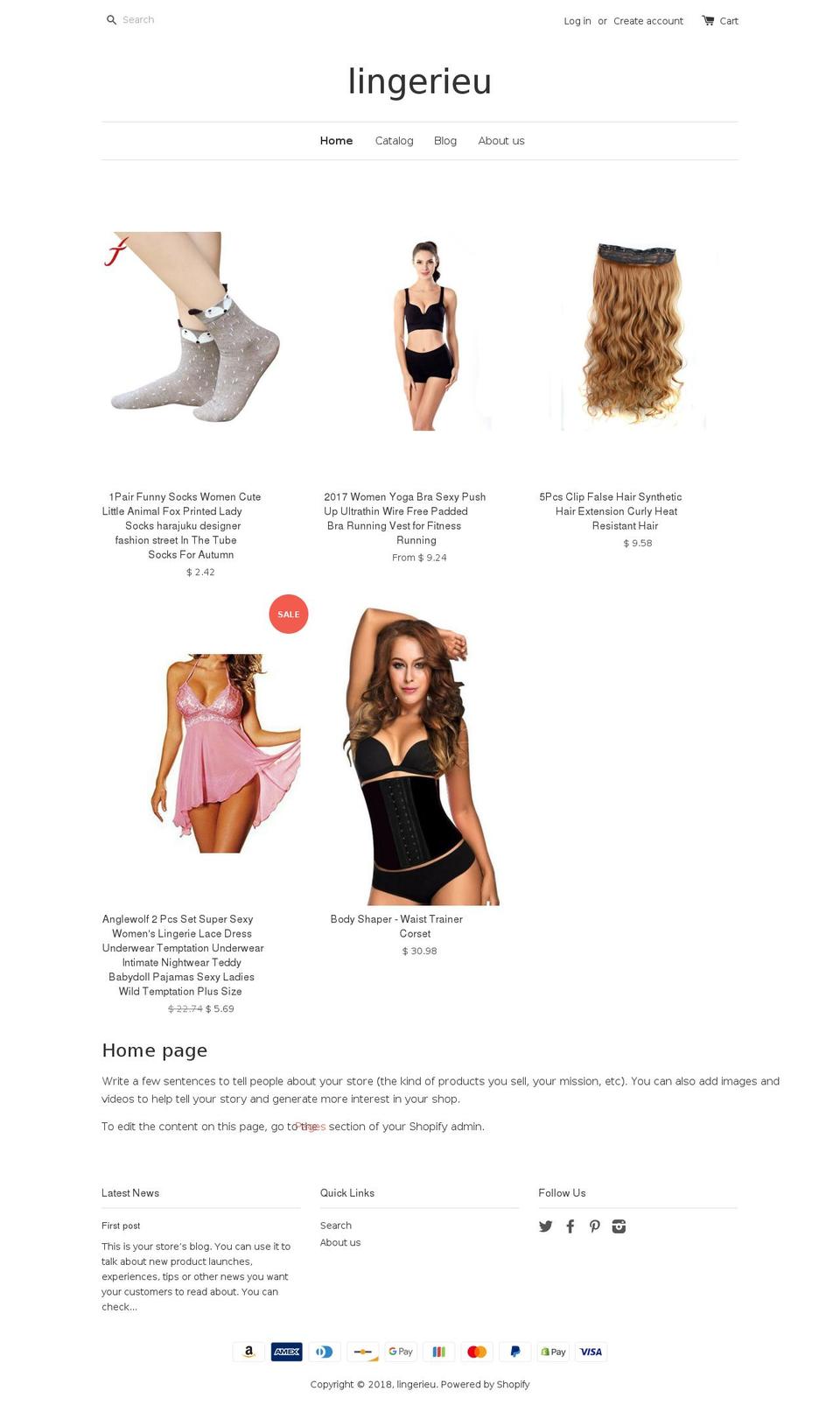 lingerieu.com — Shopify storefront screenshot