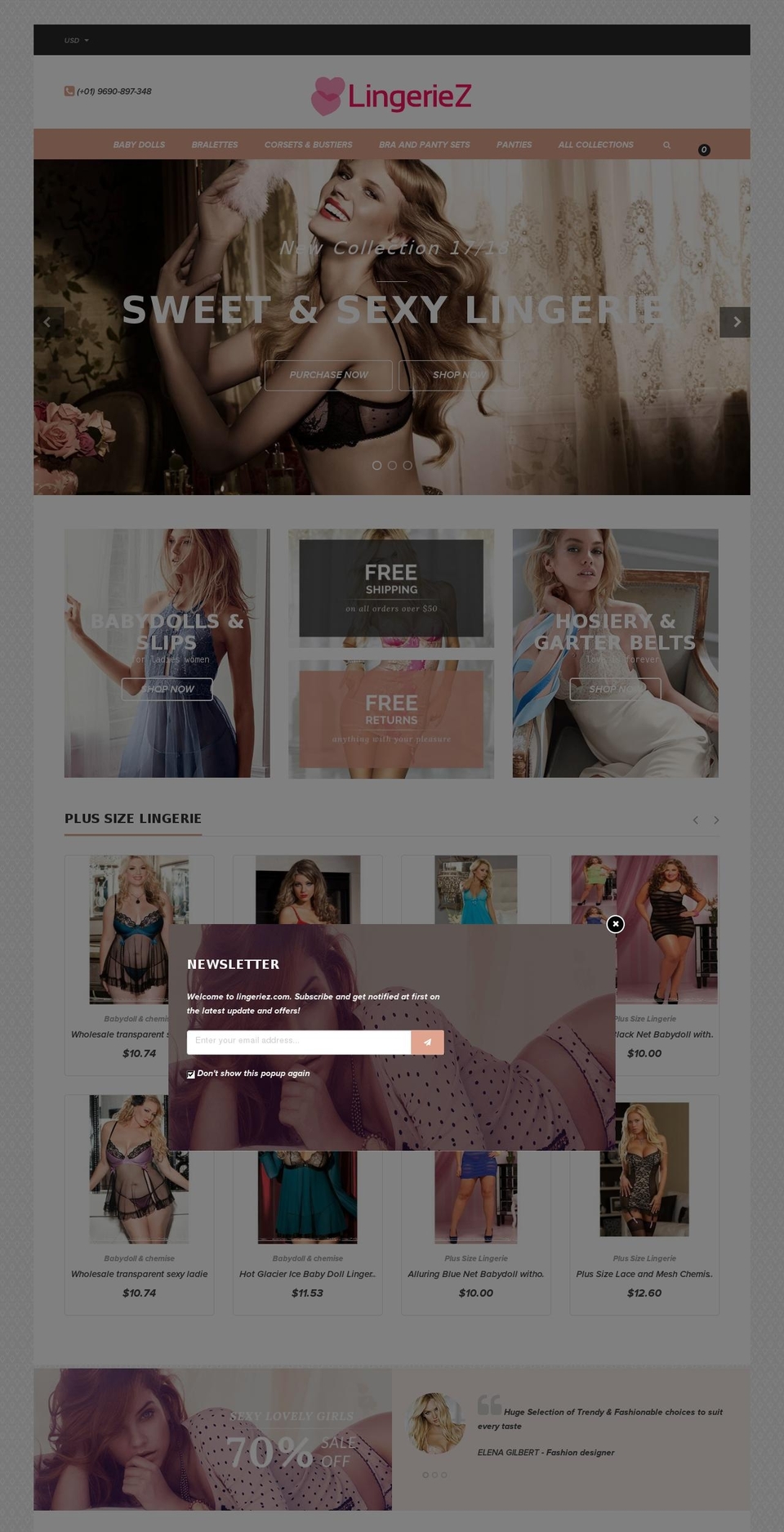 Lingerie Shopify theme site example lingeriez.com