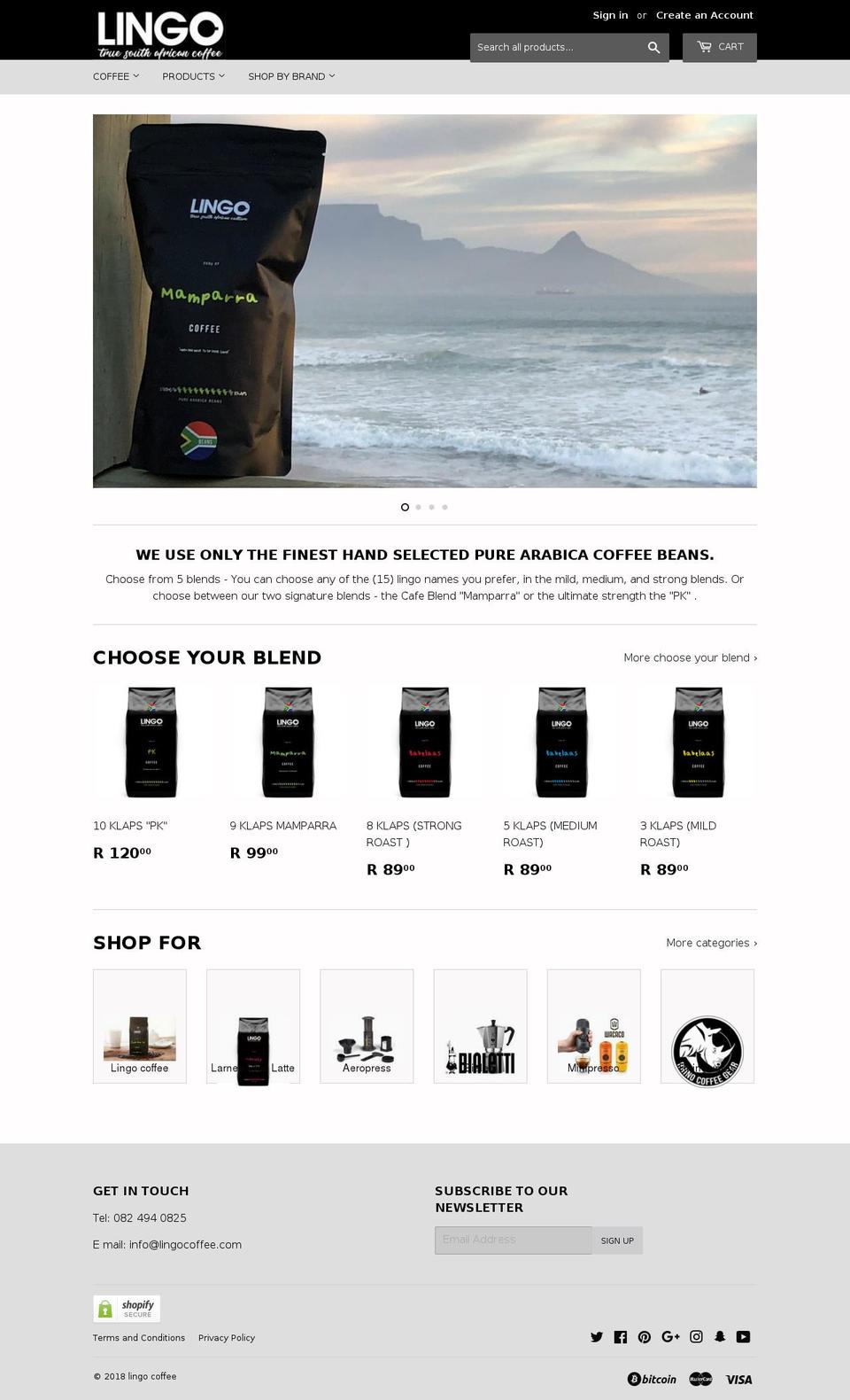 lingocoffee.com shopify website screenshot